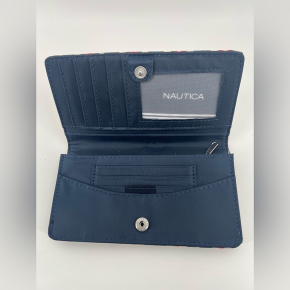 Nautica Slim Clutch Bifold Women’s Card Button Snap Wallet Coin Zipper NWOT - Picture 3 of 3